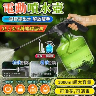 【伊德萊斯】3L雙噴頭電動噴水壺 智慧增壓自動噴霧器 盆栽園藝澆花消毒 灑水壺(噴壺 噴灌)