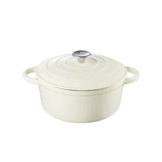 鑄鐵琺瑯鍋 24cm(保留食材原味 一鍋多功能! 日韓同款 奶油風)