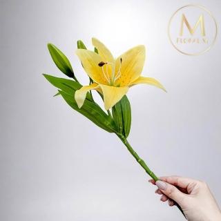 【Floral M】法式花仙女Lily香水百合奶油黃仿真花花材（1入組）(人造花/塑膠花/假花/裝飾花)