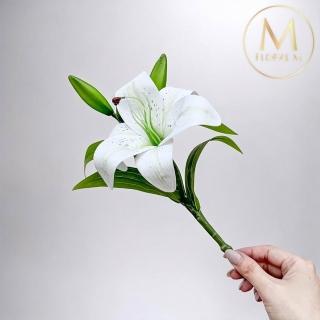 【Floral M】法式花仙女Lily香水百合優雅白仿真花花材（1入組）(人造花/塑膠花/假花/裝飾花)