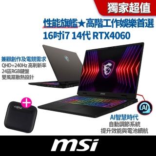 1T外接硬碟★【MSI】16吋i7 RTX4060電競筆電(Crosshair 16 HX/i7-14700HX/16G/1TB SSD/W11/D14VFKG-1036TW)