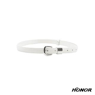 【HONOR 山形屋】金屬造型層次環真皮皮帶-黑/白