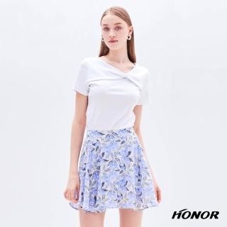 【HONOR 山形屋】立體扭結領口鏤空修身上衣-白/黑