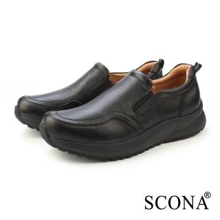 【SCONA 蘇格南】真皮 舒適樂福休閒鞋(黑色 1301-1)