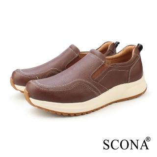 【SCONA 蘇格南】真皮 舒適樂福休閒鞋(咖色 1301-2)