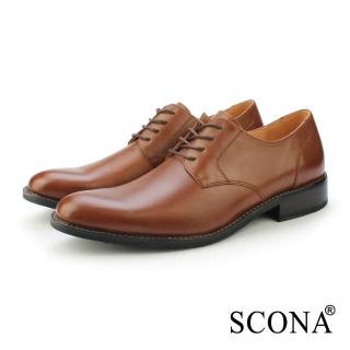 【SCONA 蘇格南】全真皮 英倫簡約綁帶紳士鞋(棕色 0885-2)