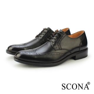 【SCONA 蘇格南】全真皮 英倫雕花綁帶紳士鞋(黑色 0886-1)