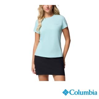 【Columbia 哥倫比亞】女款-防曬UPF50涼感快排短袖上衣-冰川藍(UAR85320AU/JS)