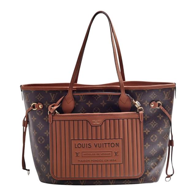 【Louis Vuitton 路易威登】M12061 Neverfull Inside Out MM系列帆布牛皮雙面設計手提/肩背包(棕色)