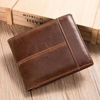 【MoonDy】錢包 皮夾 男生錢包 短夾 卡夾 多卡位 防盜刷 真皮皮夾 頭層牛皮 二折皮夾 零錢包 牛皮短夾