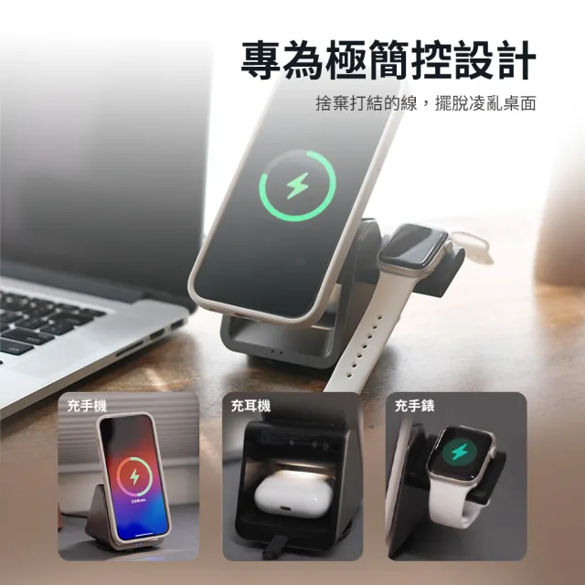 【Philips 飛利浦】2入超值組-DLK3540Q 22.5W黑金剛磁吸三合一磁吸充電座(MagSafe/雙系統適用)