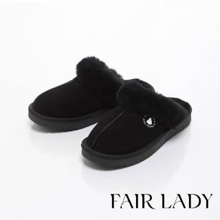 【FAIR LADY】日本京都聯名 HAPPYFACE 時髦指標保暖穆勒鞋(黑、7E2954)