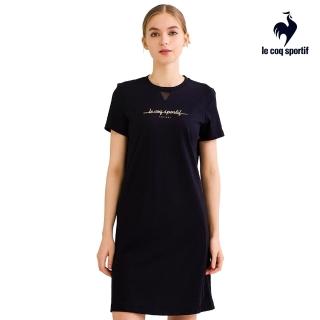 【LE COQ SPORTIF 公雞】短袖連身裙 女款-黑色-LWV22323