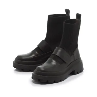 【FAIR LADY】日本京都聯名 HAPPYFACE 針織拼接厚底增高襪靴(黑、7A2947)