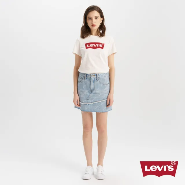 【LEVIS】女款 牛仔裙 牛仔短裙 滿版LOGO設計 熱賣單品 003W3-0001