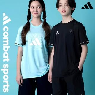 【adidas 愛迪達】兒童套裝《兩套》-吸濕排汗短袖+透氣五分褲(大童 短T 短褲 抑菌 抑味 彈性 透氣 快乾)