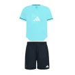 【adidas 愛迪達】兒童套裝-吸濕排汗短袖+透氣五分褲(小學 大童 短T 短褲 抑菌 抑味 彈性 透氣 快乾 經典)