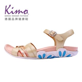 【Kimo】奢華珠光山羊皮交叉涼鞋 女鞋(淺米黃 KBESF041225)
