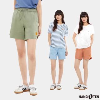 【Hang Ten】女裝-RELAXED FIT凍感腰頭鬆緊抽繩涼感短褲(多色選)