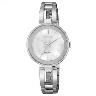 【CITIZEN 星辰】LADYS 光動能精緻簡約白蝶貝殼面女錶/28mm(EM0631-83D)