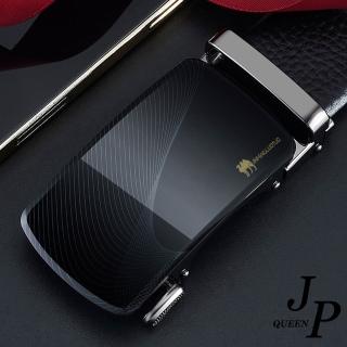 【Jpqueen】雅緻簡約都會黑扣真牛皮自動扣男性商務皮帶(4款尺寸可選)