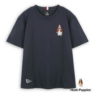 【Hush Puppies】男裝 T恤 經典1958刺繡狗寬版T恤(丈青 / 53111106)