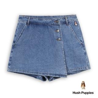 【Hush Puppies】女裝 短褲 剪接假兩件牛仔短褲(藍色 / 53222101)