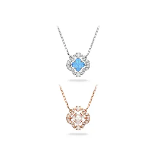 【SWAROVSKI 施華洛世奇】Una 項鏈 幸運草 白色鍍玫瑰金色/藍色鍍白金色(2色任選)