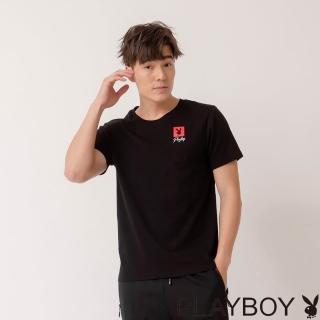 【PLAYBOY】簡約兔頭圓領上衣(黑色)
