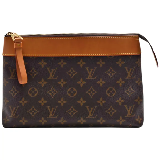 【Louis Vuitton 路易威登】M14057經典Pochette Voyage Souple印花帆布手拿包