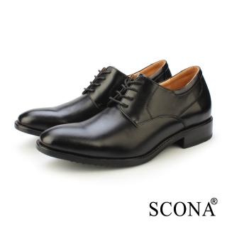 【SCONA 蘇格南】全真皮 英倫內增高綁帶紳士鞋(黑色 0887-1)