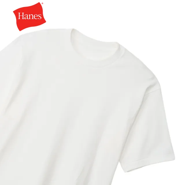 【Hanes】官方直營 男女款-SHIRO系列-素面純棉短袖T恤-白色(HM1-X201-010)-出清品