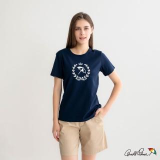 【Arnold Palmer 雨傘】女裝-學院風大傘印花親膚純棉圓領T-shirt(藏青色)