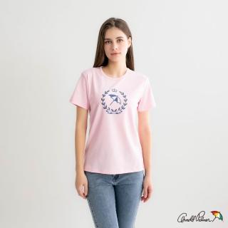 【Arnold Palmer 雨傘】女裝-學院風大傘印花親膚純棉圓領T-shirt(粉色)