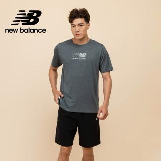 【NEW BALANCE】NB 吸濕排汗反光圖短袖上衣 MT51204GT 男性 深灰色(美版 版型偏大)