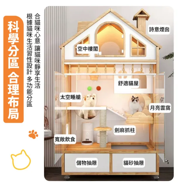 【kurumapop】貓咪別墅-洋房款(豪華貓櫃 貓籠 全景貓屋 貓窩 貓房子 貓公寓)