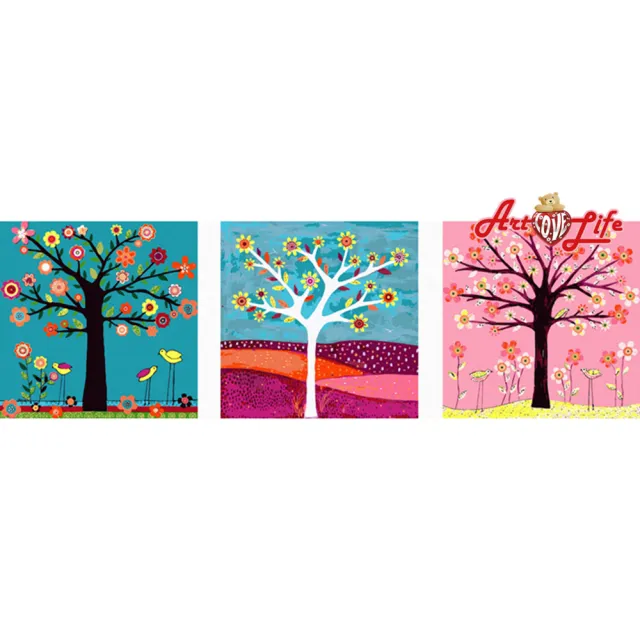 【ArtLife 藝術生活】93082 浪漫發財樹50*50CM*三幅組(數字油畫 DIY DIY數字油畫 交換禮物 畫畫玩具)