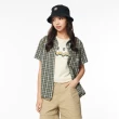 【JEEP】女裝 清新藍調格紋短袖襯衫(綠色)