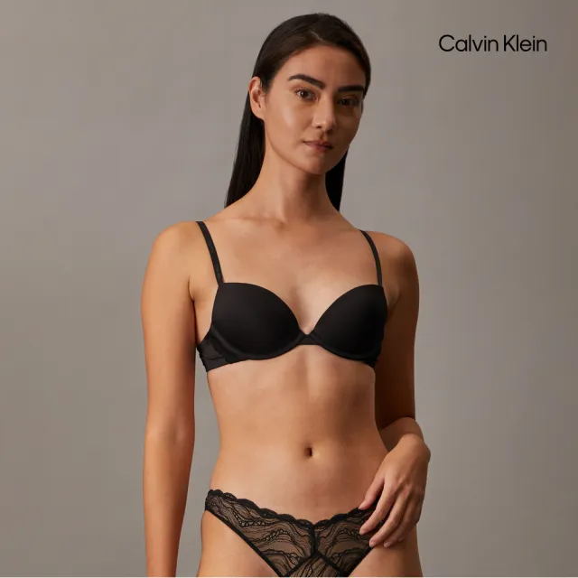 【CALVIN KLEIN】官方旗艦館 CK Attraction 深 V 托高胸圍_黑色