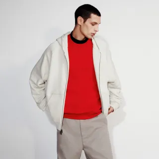 【Calvin Klein】官方旗艦館 CK 高級毛圈布連帽外套_裸色