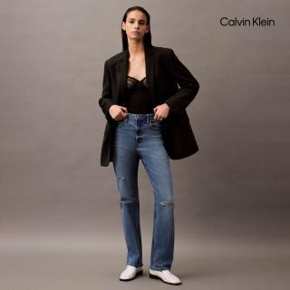 【Calvin Klein】官方旗艦館 CK 高腰直筒牛仔褲 藍色