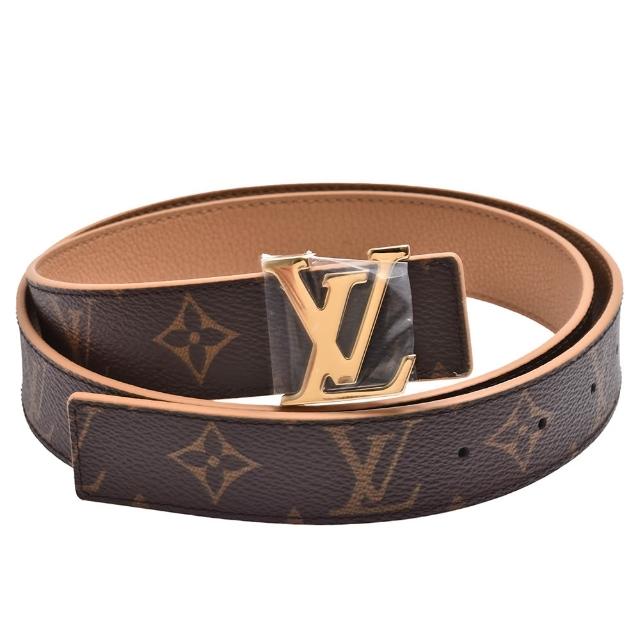 LV LOUIS VUITTON路易威登 M0363U INITIALES 30 經典 Monogram 花紋金釦腰帶