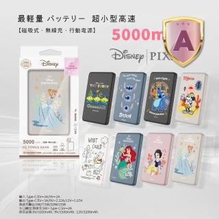 【Disney 迪士尼】P-159 5000mAh 20W 超薄磁吸無線充行動電源(米奇/三眼怪/維尼/小美人魚/灰姑娘/白雪公主)