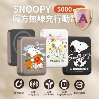 【SNOOPY 史努比】P-174 5000mAh 魔方手錶三合一磁吸無線充行動電源(快充/Apple Watch)