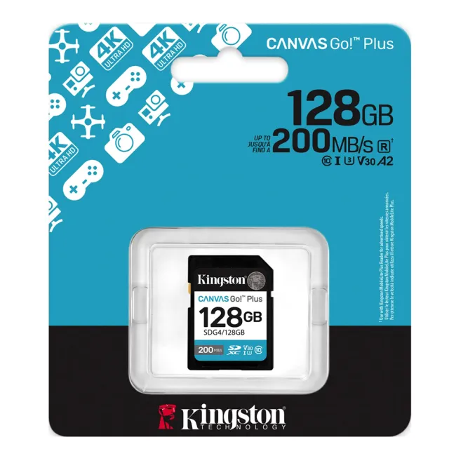 【Kingston 金士頓】128GB SDXC SD UHS-I U3 V30 A2 記憶卡(SDG4/128GB 平輸)