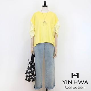 【YIN HWA 盈樺】C`EST MOIJEU 簡約文青風異素材拼接造型上衣