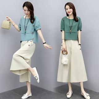 【Pure 衣櫃】氣質寬鬆顯瘦上衣長褲兩件套(女套裝/女上衣/女長褲/KDAY-779)