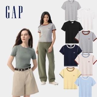 【GAP】女裝 Logo純棉印花圓領短袖T恤-多款任選(766153&766080)