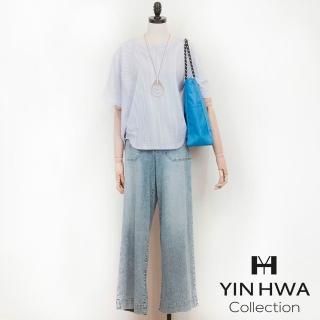 【YIN HWA 盈樺】C`EST MOIJEU 簡約清新泡泡布直條紋提花上衣