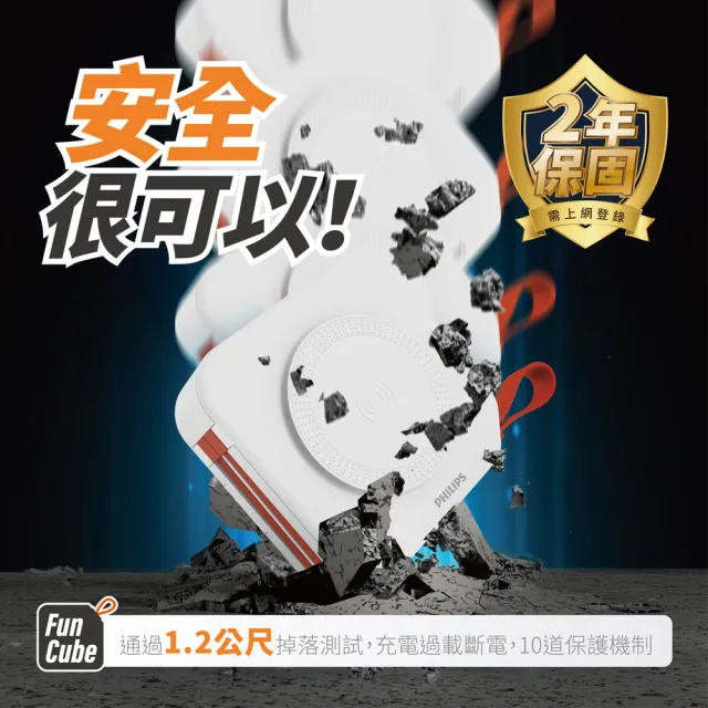 【Philips 飛利浦】1+1超值組-DLP4347C 10000mAh十合一螢幕顯示行動電源(磁吸/自帶雙線/無線/DLP5201C)